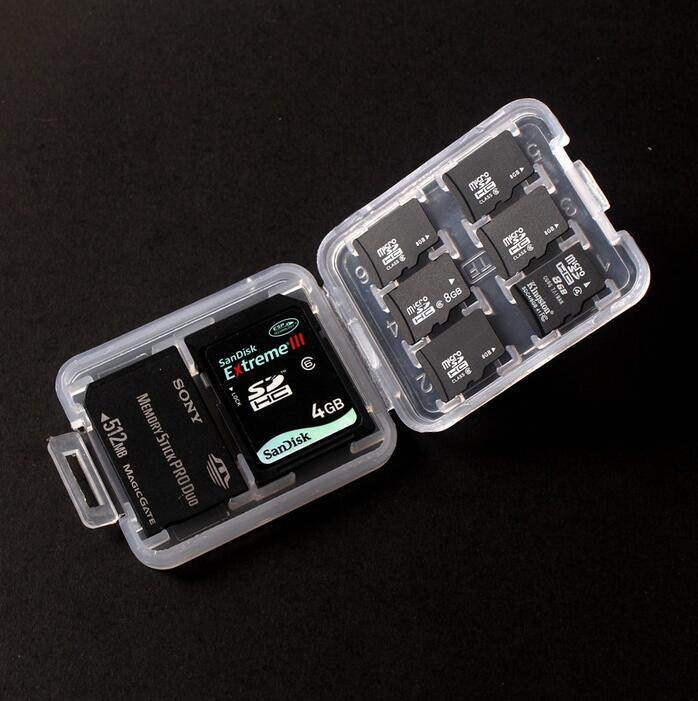 适用相机内存卡盒小白盒1SD+6TF+1记忆棒存储卡包手机TF卡收纳盒