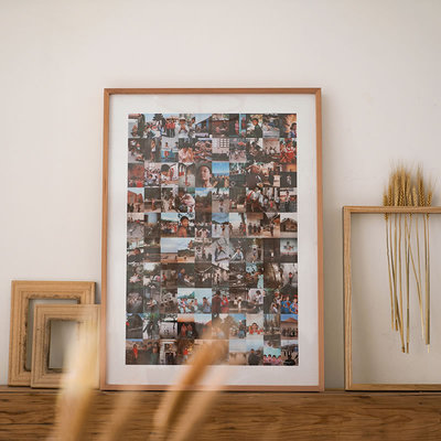 鲁大爷宝宝成长百睡图定制照片墙多张照片相框相片挂墙宫格实木大