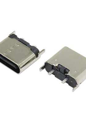 卧式立式直插母座 TYPE-C 2P 90度两脚插板简易型USB快充充电接口