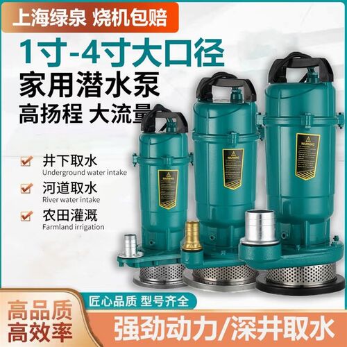 德国进口国标潜水泵220V抽水水泵家用大流量高扬程清水泵农用3寸4