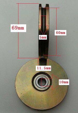 u槽滑轮 钢丝绳滑轮 u槽轴承 圆槽滑轮 轨道滑轮 10*69*11.5