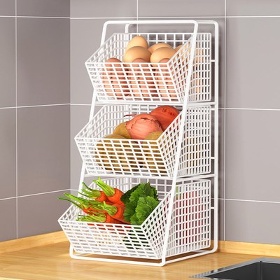 果蔬收纳筐厨房台面蔬菜水果置物架桌面上储菜篮子灶台菜架子多层