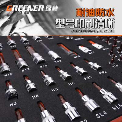 绿林套筒棘轮扳手内衬套装多功能汽车维修万能机修组合工具车方案