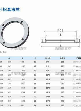 ISO-F真空固定法兰304不锈钢内焊盲板ISO63/80/100/160/200/320