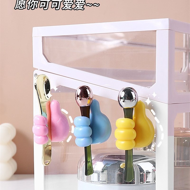 优思居面霜眼霜挖取勺子收纳架多用途大拇指点赞防丢固定置物架子