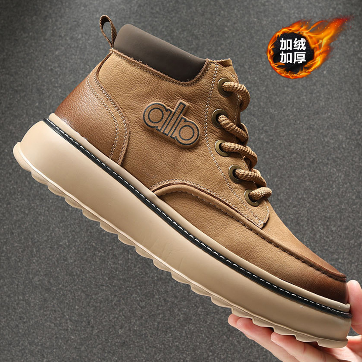 头层牛皮马丁靴男2025新款加绒厚底高帮短靴男加厚保暖户外工装靴