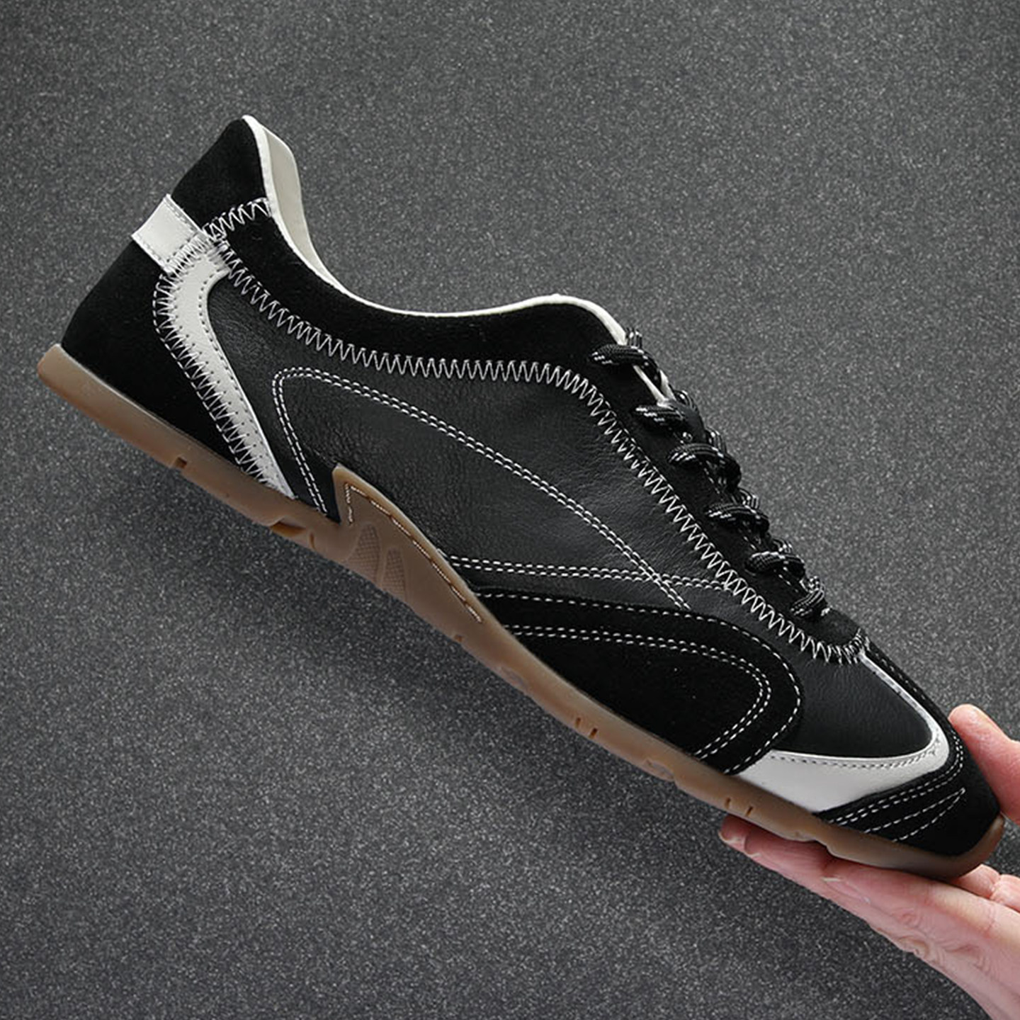 春季真皮德训鞋男2026新款透气舒适运动休闲鞋男士软底百搭阿甘鞋