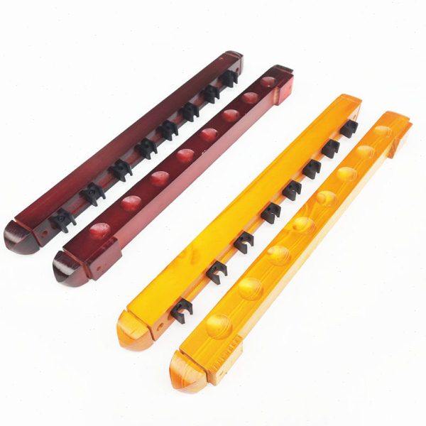 红木色台球杆架8孔实木球杆架桌球架杆器黄色壁挂式架杆器吊杆器