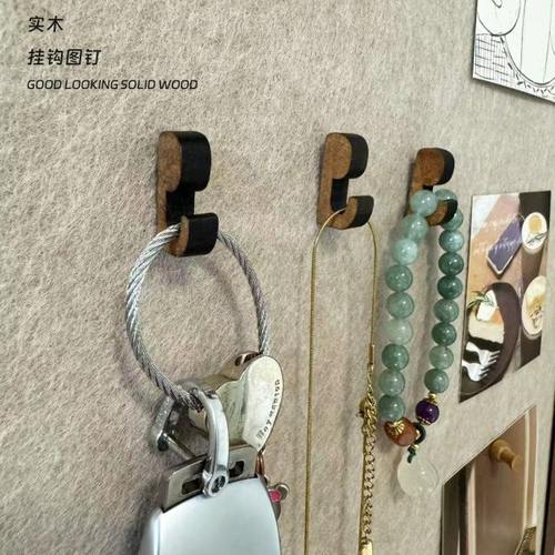 实木挂钩图钉复古木质钉饰品收纳按钉毛毡板软木板图钉10颗/盒