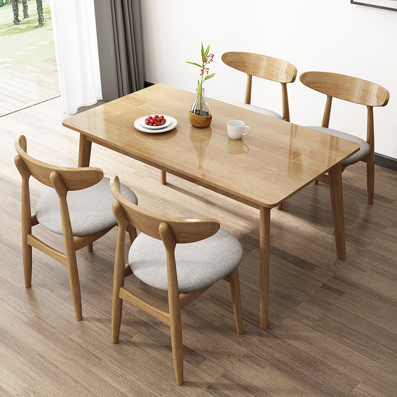 北欧实木餐桌现代简约家用实木桌子大小P户型原木风吃饭餐桌