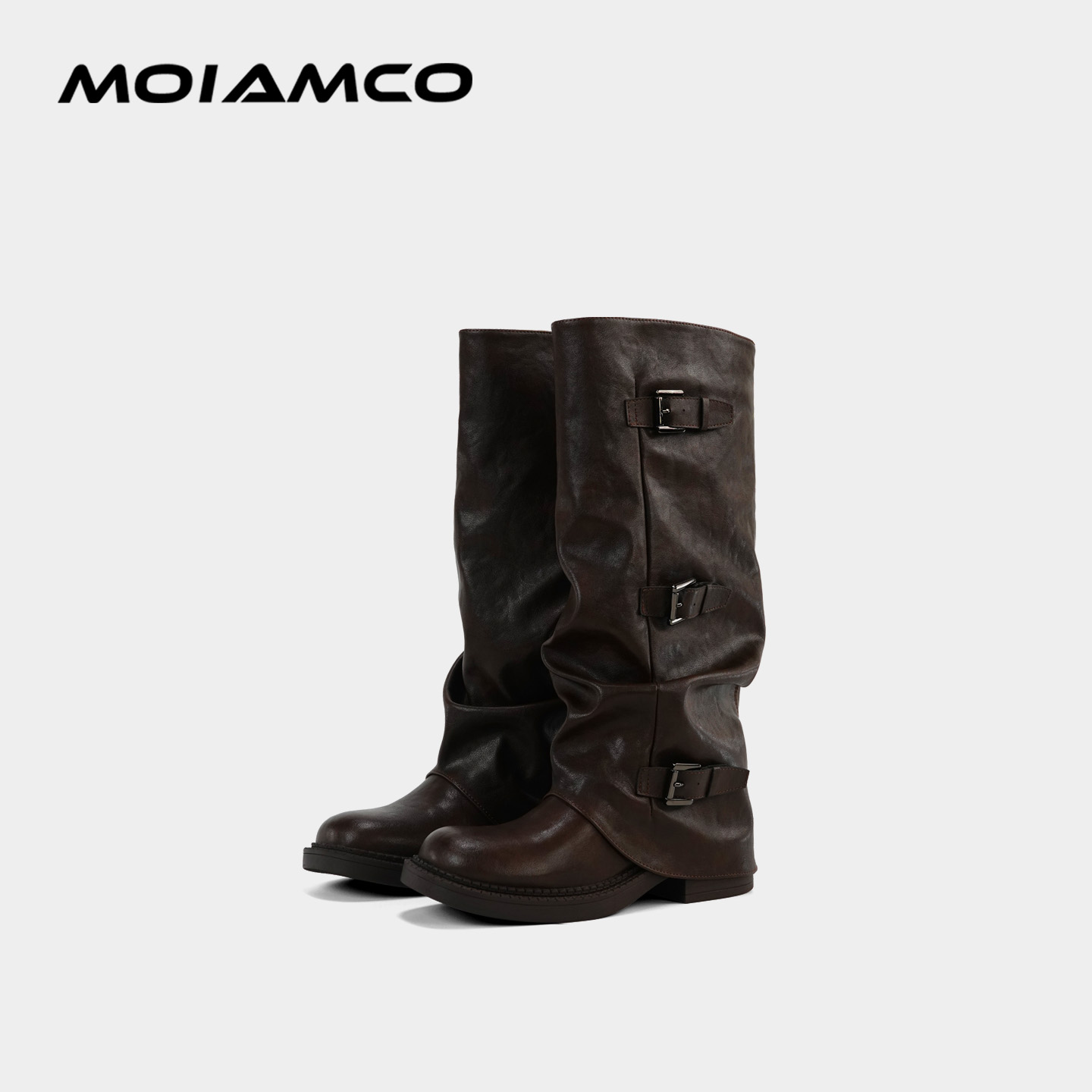 【昕怡粉丝专属】Molamco西部牛仔长筒靴子女扣带推推裤管靴