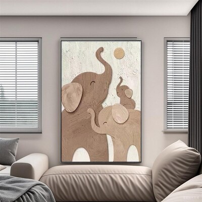法国玄关壁画轻奢客厅大象装饰画玄幻G肌理沙发背景墙挂画入室墙