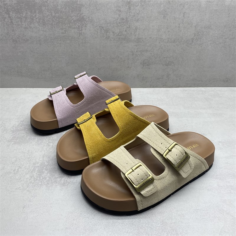 断码处理2025夏款女鞋皮带扣厚B底一字拖外穿懒人防滑休闲沙滩拖
