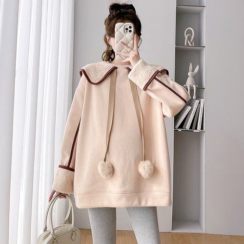 孕妇装秋冬季加绒加厚卫衣套装2024新款孕妈妈秋季穿搭时尚两件套