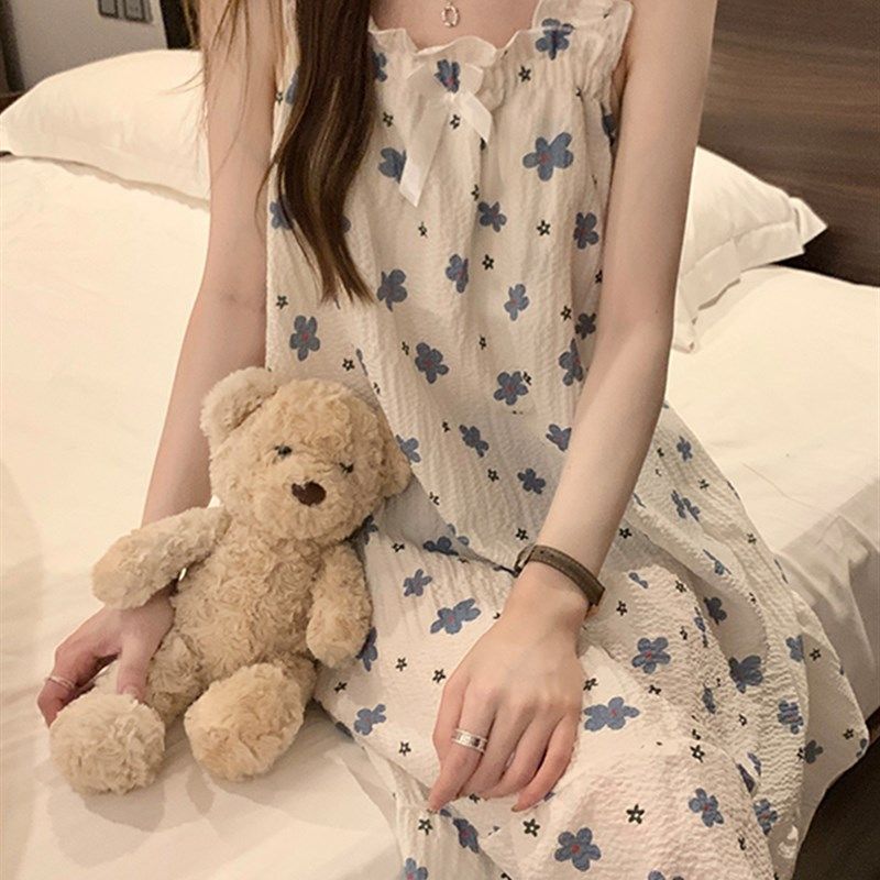 新款带胸垫睡衣网红风纯棉夏季吊带睡F裙女款甜美无袖小个子家居,女士内衣/男士内衣/家居服,睡裙,淘宝优惠券,粉丝福利购,淘宝优惠卷