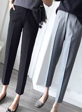孕妇裤子春秋夏季薄款外穿西装裤九分烟管上班穿职业灰色女春打底