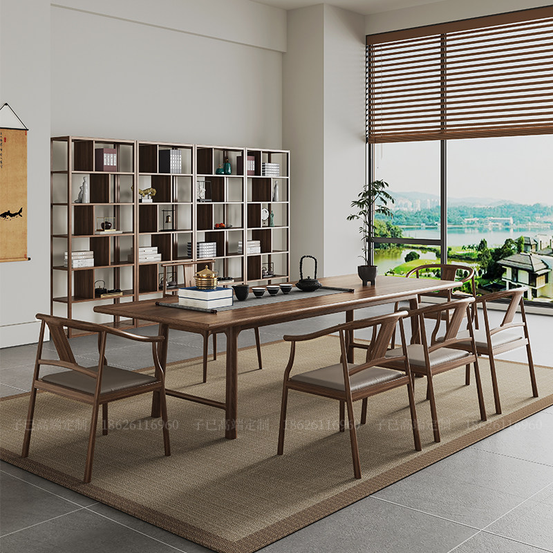 新中式黑胡桃木实k木茶桌泡茶台长方书桌禅意简约茶室大尺寸会议,住宅家具,家用茶台/茶桌,淘宝优惠券,粉丝福利购,淘宝优惠卷