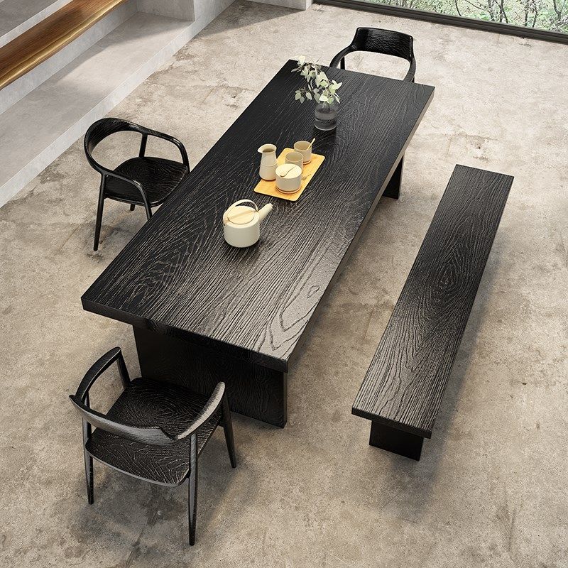 现代简约碳化实i木茶桌侘寂风客厅家用大板泡茶办公室洽谈桌椅组,住宅家具,家用茶台/茶桌,淘宝优惠券,粉丝福利购,淘宝优惠卷