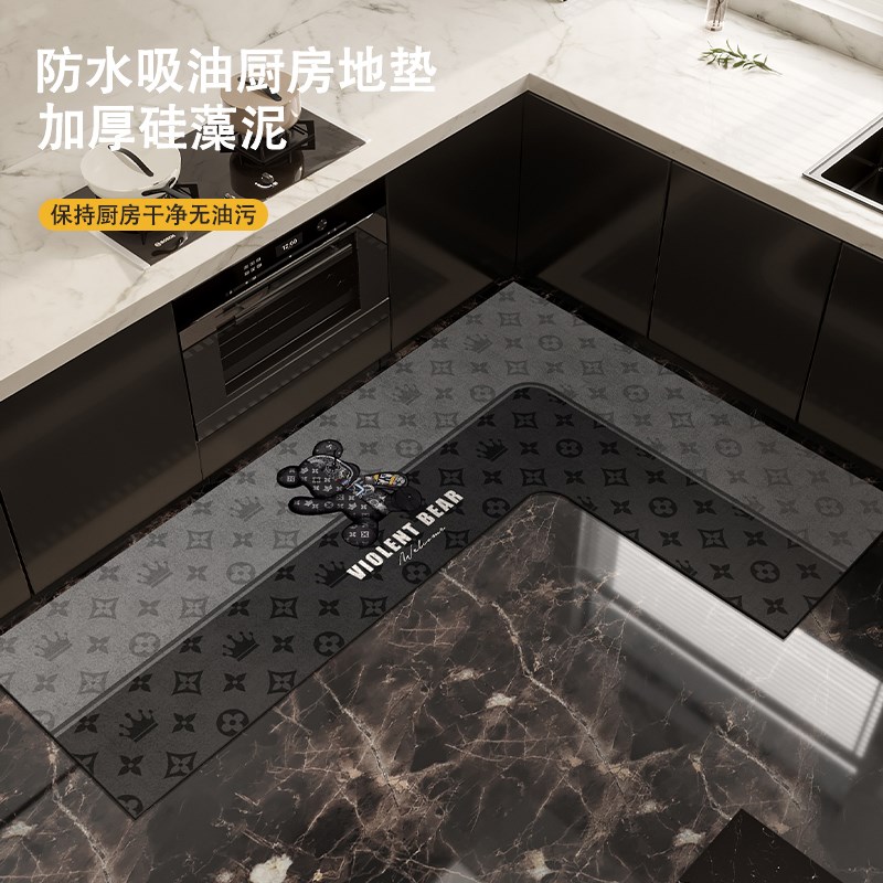 厨房专用地垫L型防滑防水防油可擦免E洗耐脏脚垫吸水加厚地毯7字