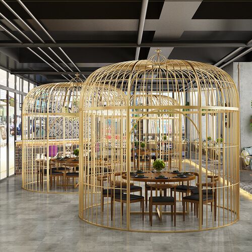 欧式复古铁艺大型鸟笼卡座休闲餐厅桌椅咖啡厅装饰创意鸟笼座椅