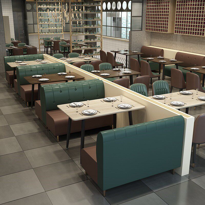 卡座沙发奶茶店桌椅组合咖啡厅餐桌商用酒吧餐饮茶楼靠墙实木座椅