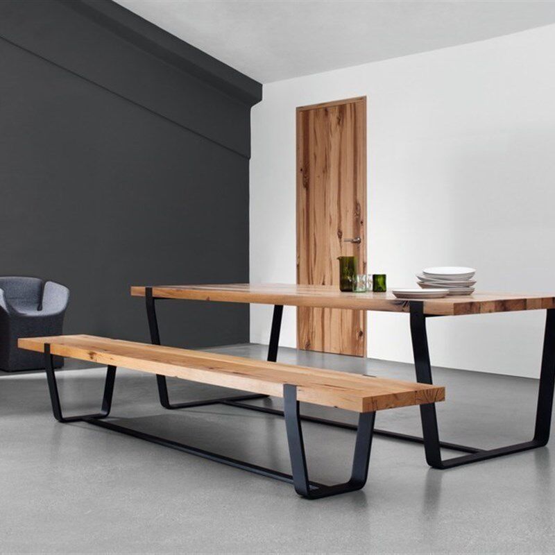 北欧实木会议桌简约现代原木办公桌长方形工作台家用长条大型餐桌