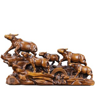 五福招财牛摆件五牛图摆设家居客厅办公室桌面装饰品乔迁开业礼品