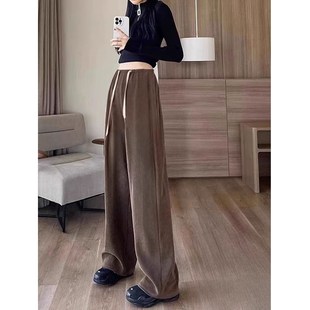 孕妇春秋装外穿宽松垂感拖地裤加绒加厚打底裤松紧托腹孕妇阔腿裤