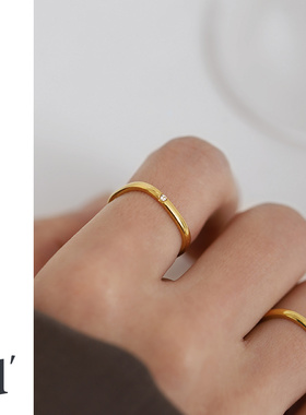 小方戒素圈戒指女小众设计网红食指戒时尚简约个性高级感戒子指环