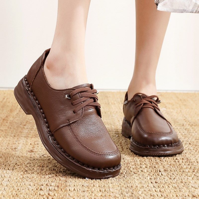 软底防滑妈妈鞋单鞋中老年奶奶y女鞋舒适不累脚平底防滑春秋款皮,女鞋,深口单鞋,淘宝优惠券,粉丝福利购,淘宝优惠卷