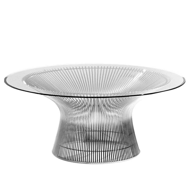 美式轻奢Coffee Table普拉特纳茶几轻奢几简约不锈钢玻璃圆形几桌