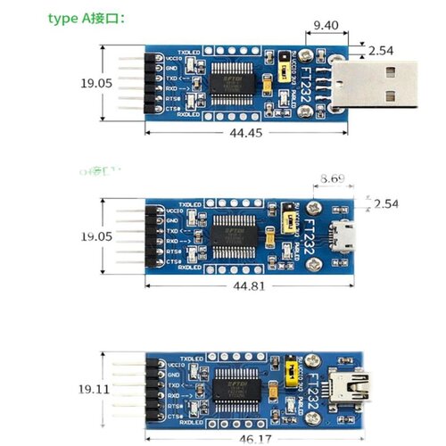 Waveshare FT232模块 FT232 USB转串口 USB转TTL FT232R FT232RL