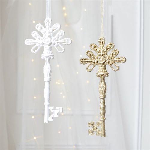 树脂材质 圣诞季 SwanLace出口款北欧翅膀金色钥匙独角兽圣诞挂饰