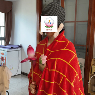 袈裟毯子木鱼三件套空调毯夏季办公室午睡抱枕可携式可爱毛毯二合