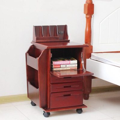 实木多功能床头柜客厅边角柜移动沙发边柜可充电卧室大容量收纳柜