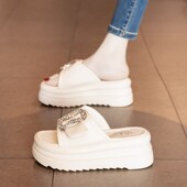 夏季 松糕厚底增高凉拖鞋 女20s25新款 外穿高跟配裙子休闲度假沙滩