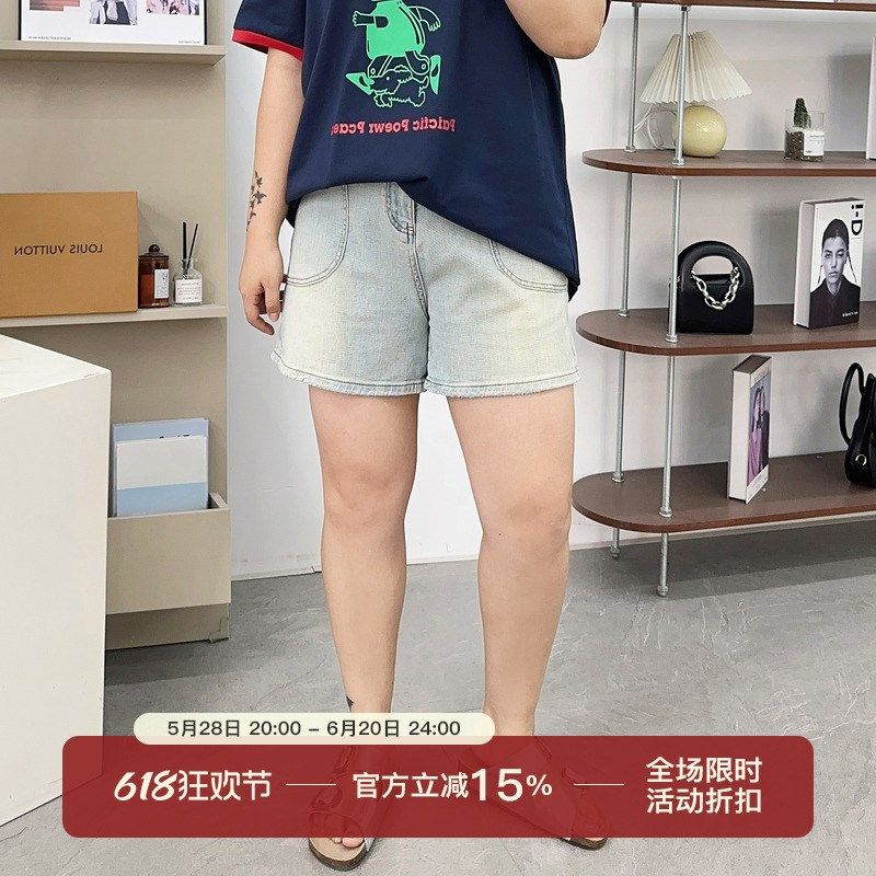 大码复古蓝高腰牛仔短裤女夏季胖mm宽松显瘦梨形身材遮胯a字热裤,女装/女士精品,大码裤装,淘宝优惠券,粉丝福利购,淘宝优惠卷