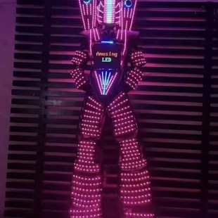 LED七彩发光高跷服大型活动节日气氛演出高跷服发光服装 可充电