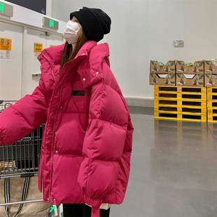 火龙果色羽绒服女短款加厚小个子韩系棉衣外套冬季新款超好看棉服