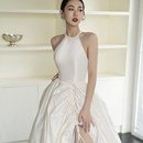 缎面轻婚纱2022新款 白色系气质礼服显瘦新娘结婚森系旅拍出门纱