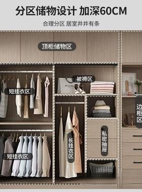全实木衣柜用卧室简约IIO家装小户型移门收纳奶油大风组加厚衣橱
