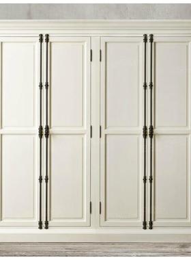 HR村美式乡实木衣柜4法式门复古橡木天地锁书OY-56786柜仿古做旧