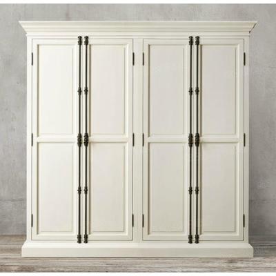 HR村美式乡实木衣柜4法式门复古橡木天地锁书OY-56786柜仿古做旧