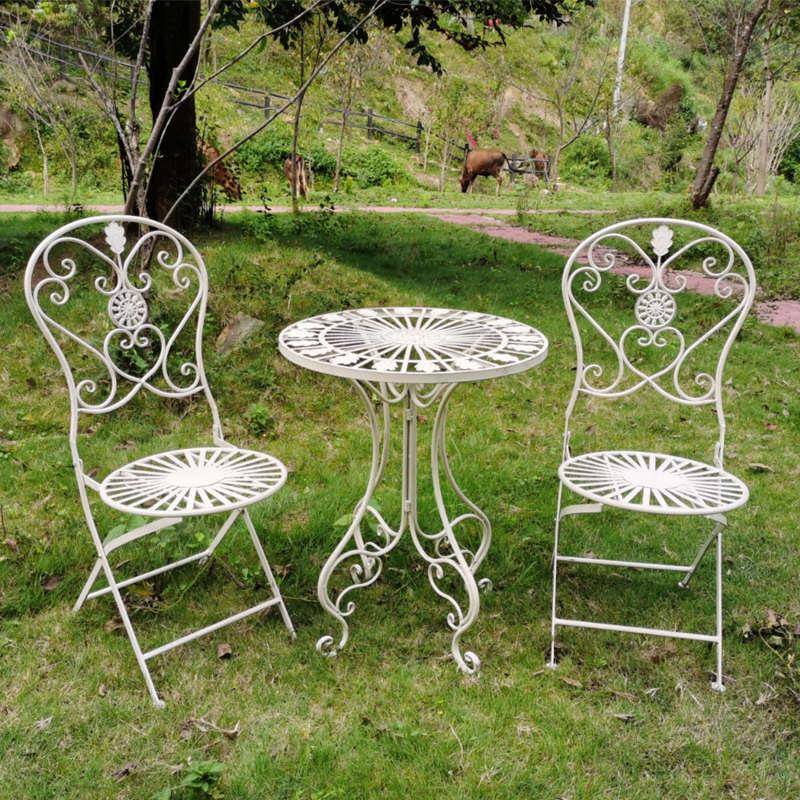 复古椅桌椅花阳子台大中小休园闲折叠小院艺户外组子法式庭院桌铁红