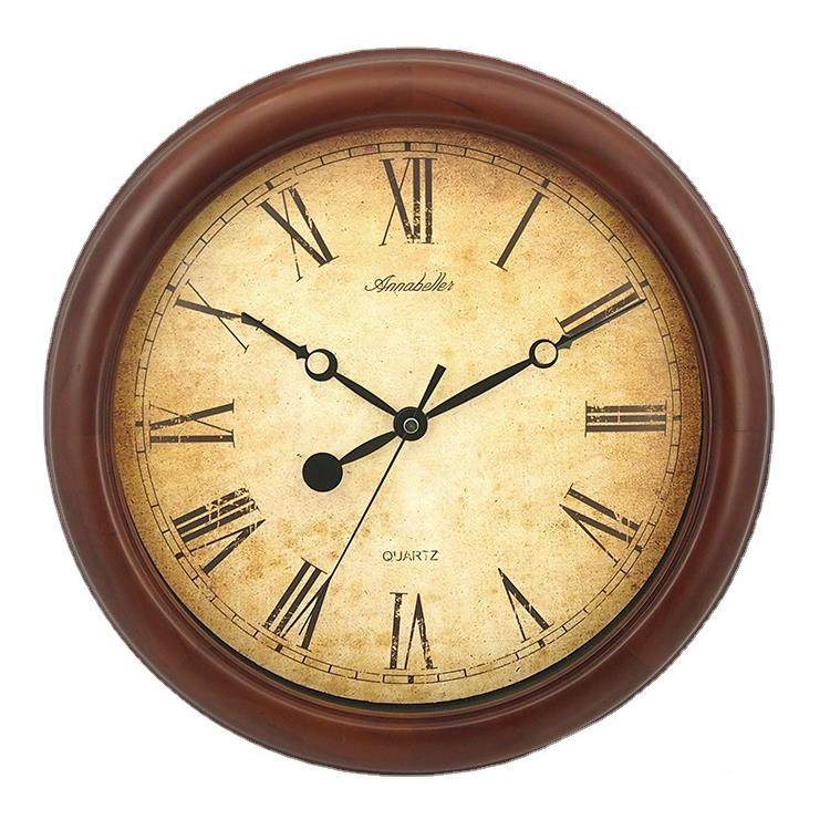 欧实式复古风格卧室客钟厅厨复古房静音扫秒机木边芯框墙壁挂时钟,家居饰品,挂钟,淘宝优惠券,粉丝福利购,淘宝优惠卷