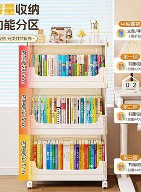 书架儿落可移动TOU置物架地读童家用绘本阅架玩具收纳架简易宝宝