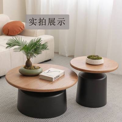 奶油风网红公寓茶几家用客厅小户型简约铁艺圆形马提尼民宿茶几