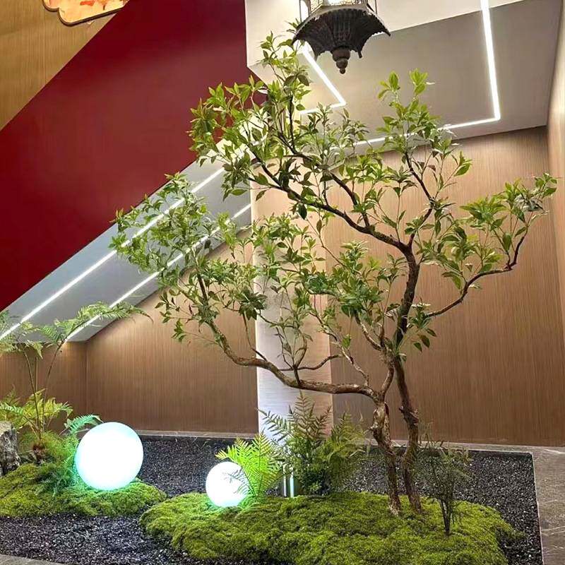 仿真马醉木室内植物造景阳台天井仿生绿植装饰树简约景观橱窗摆件