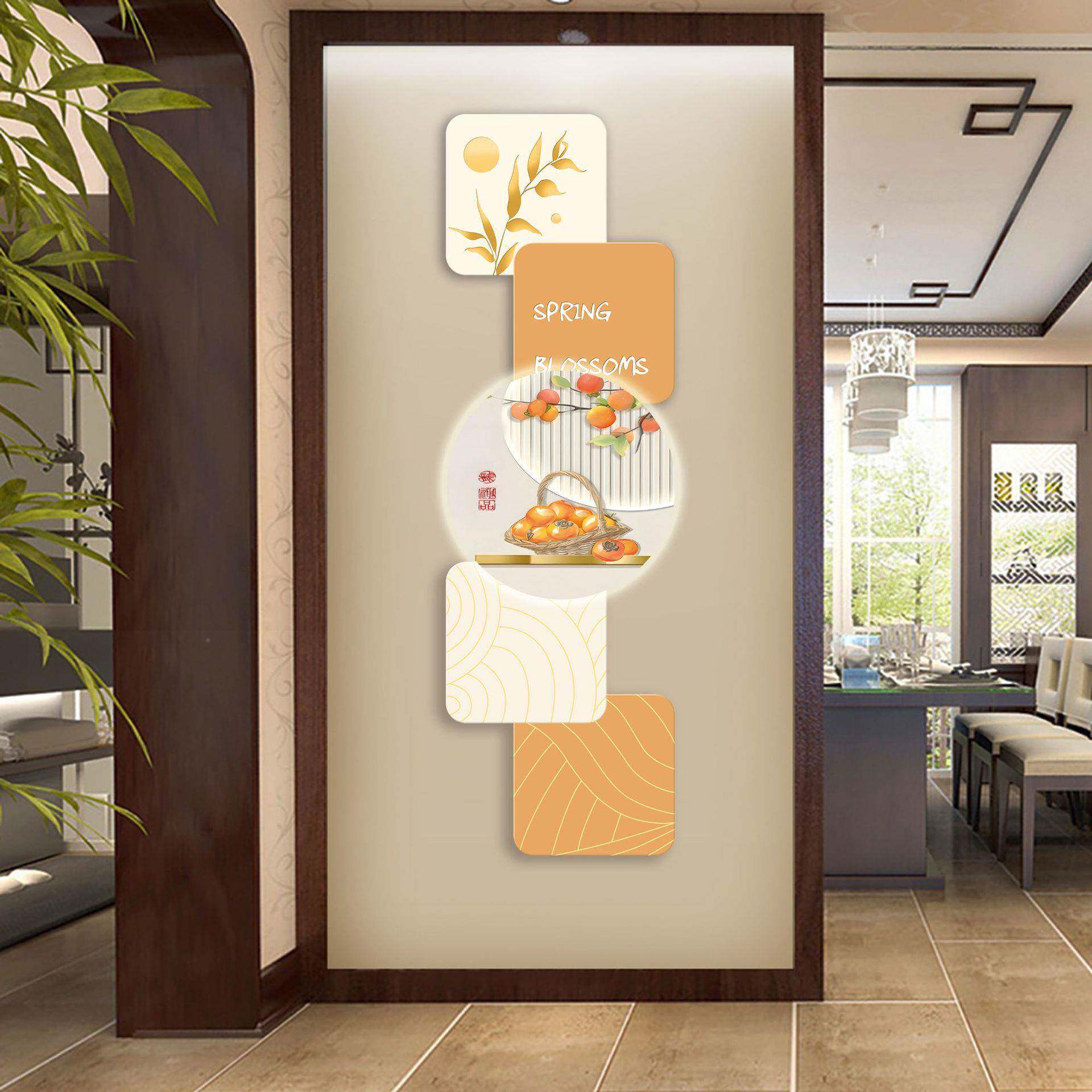 入户玄关装竖饰灯画现代简FGe 款约客d厅走廊过道挂画版拼接le风