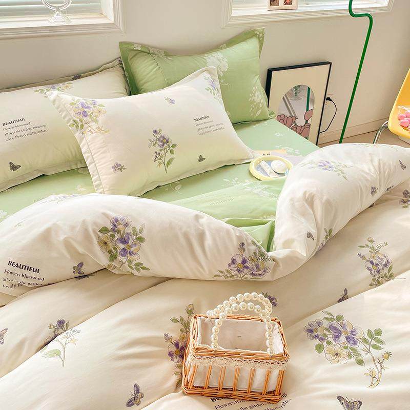 田园风花卉纯棉WZ10050四件床用品套全棉床单套枕套单上双人4床笠,床上用品,床品套件/四件套/多件套,淘宝优惠券,粉丝福利购,淘宝优惠卷